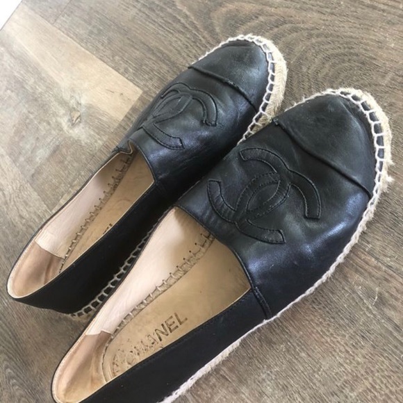 AUTHENTIC CHANEL LAMBSKIN ESPADRILLES BLACK SIZE41 - Picture 2 of 5